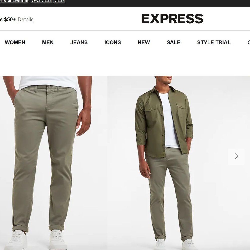 Men's Express slim chino pants 28 x 30